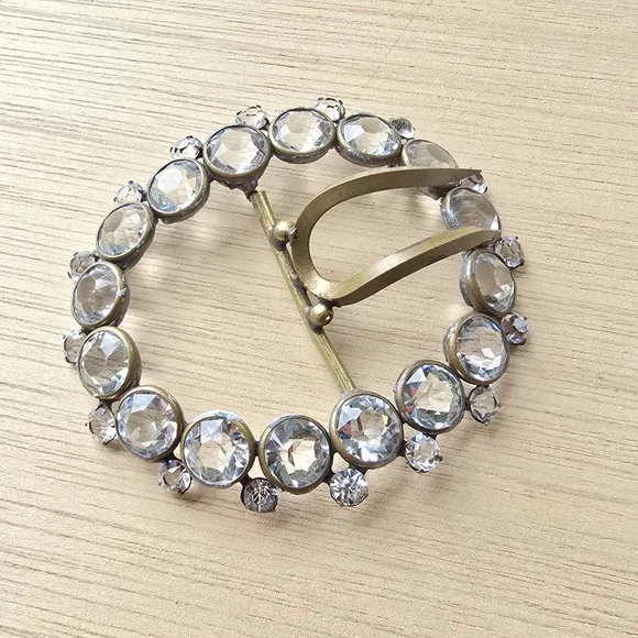 Antique Victorian/Edwardian Paste, Sterling Silver And Gilt ‘Sash’ Buckle Circa - Picture 2 of 4